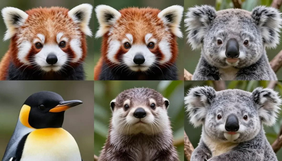 Cute animals collection featuring diverse adorable species from around the world