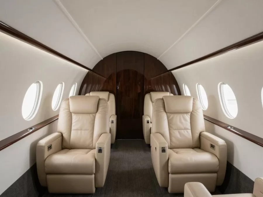 Dassault Falcon 10X spacious cabin interior mockup