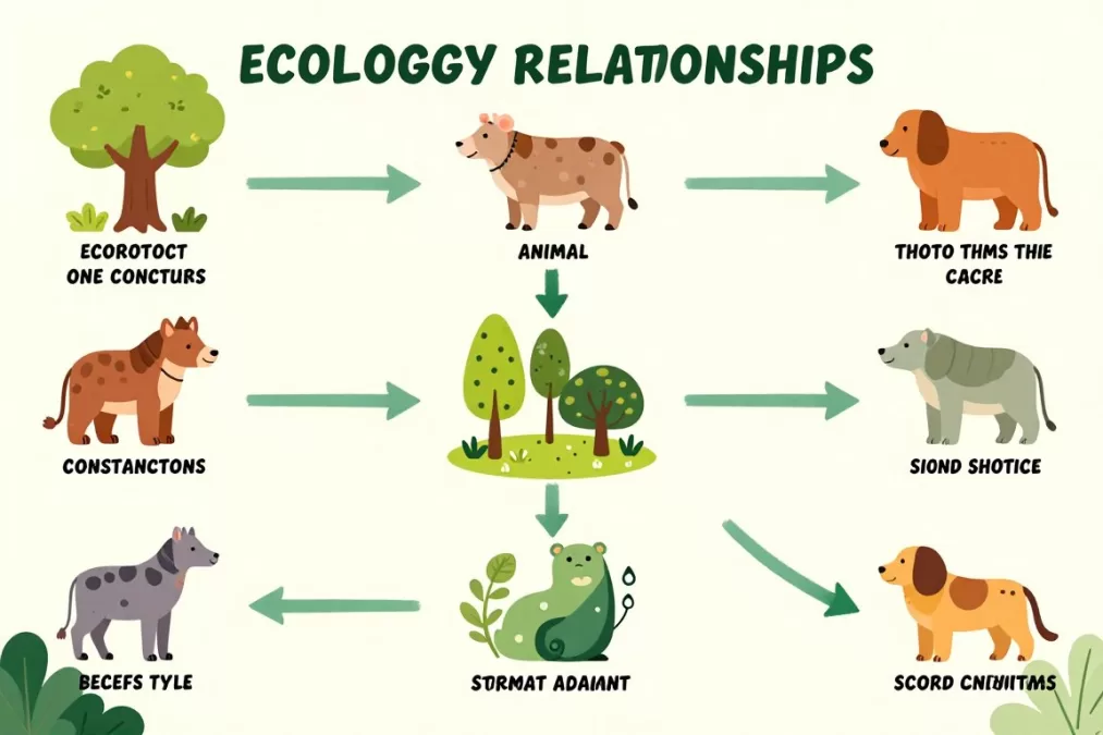 Diagram showing ecosystem connections between species