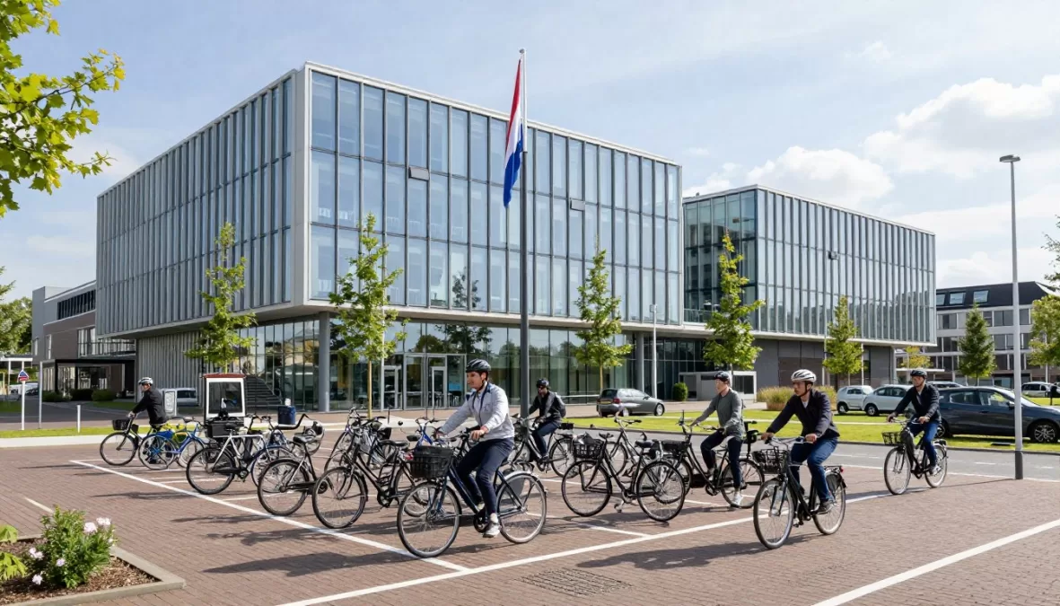 Dutch healthcare center with modern design and cycling infrastructure