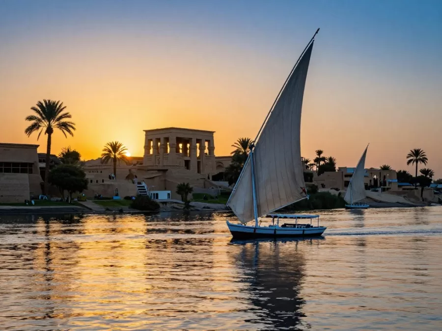 Egypt Nile River cruise and ancient temples showing cultural tourism