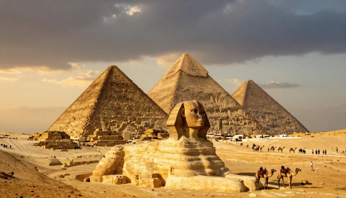 Egypt pyramids and Sphinx representing ancient history tourism destination