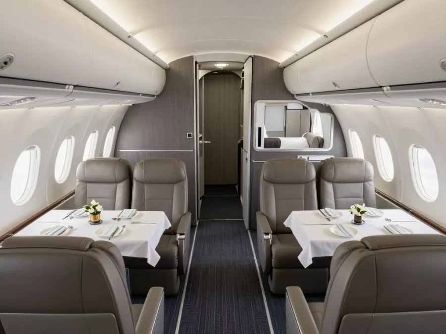 Embraer Lineage 1000E five-zone cabin layout