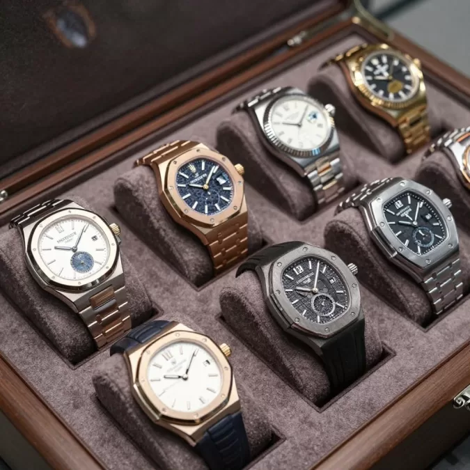 Expensive luxury watch collection owned by wealthy young person