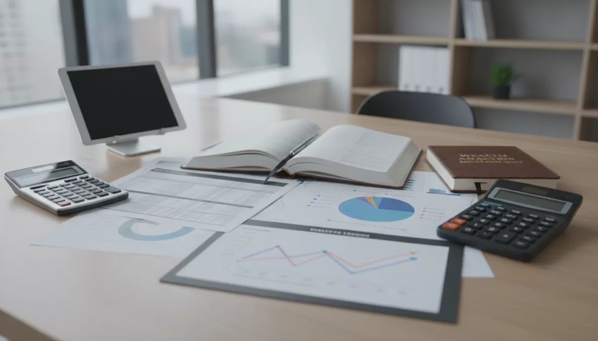 Financial charts and documents showing methodology for calculating musician net worth