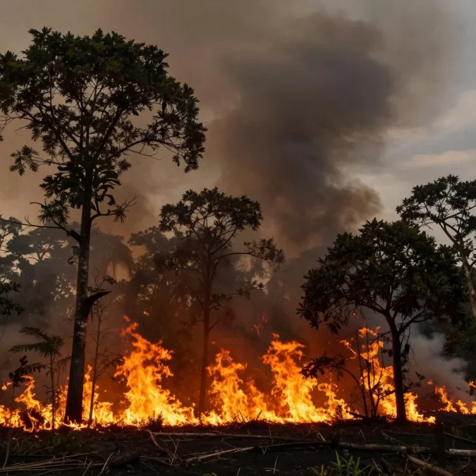 Forest fire destroying critical habitat for endangered animals