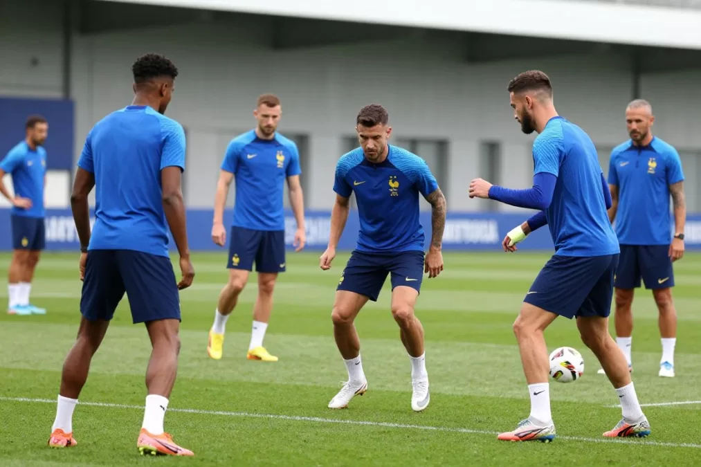 French national team during tactical training session