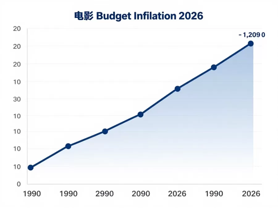 Graph showing inflation-adjusted movie budgets from 1990 to 2026