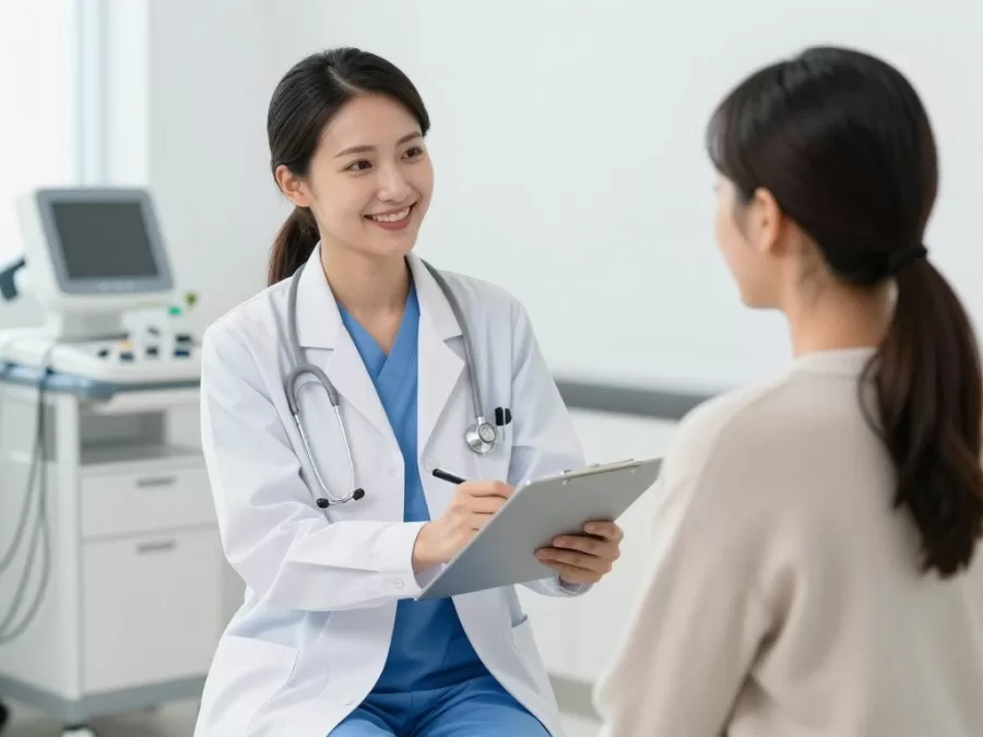 Healthcare professional conducting a routine health checkup
