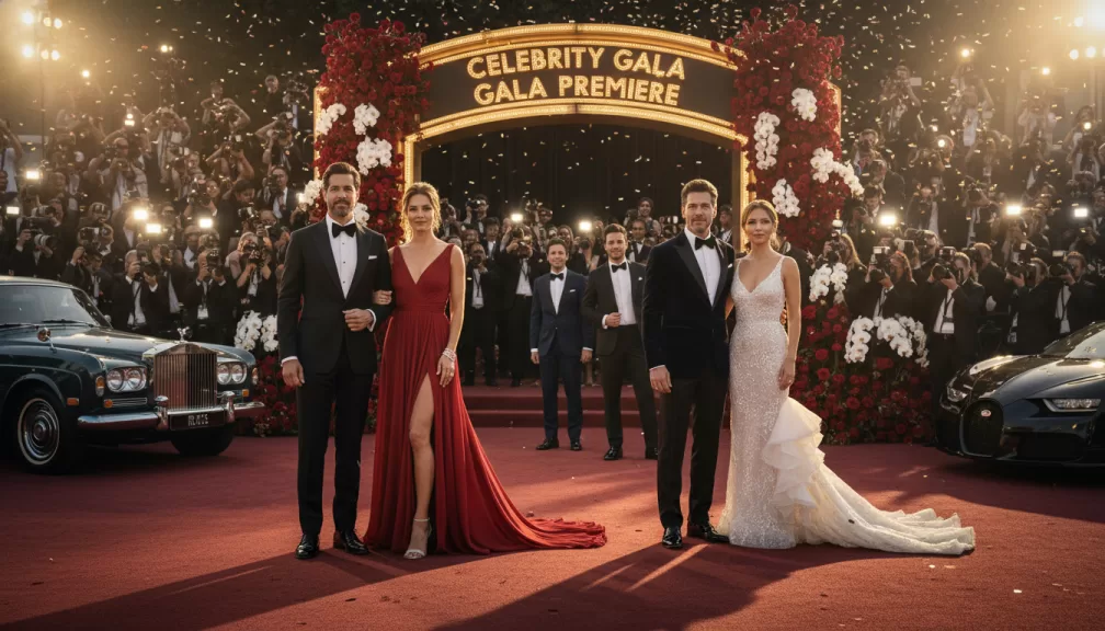 Highest paid actors posing on red carpet at premiere event