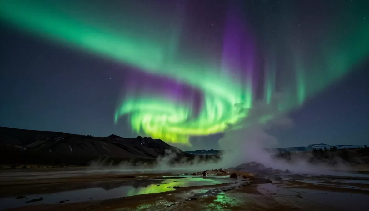 Iceland Northern Lights and landscapes representing unique travel destination