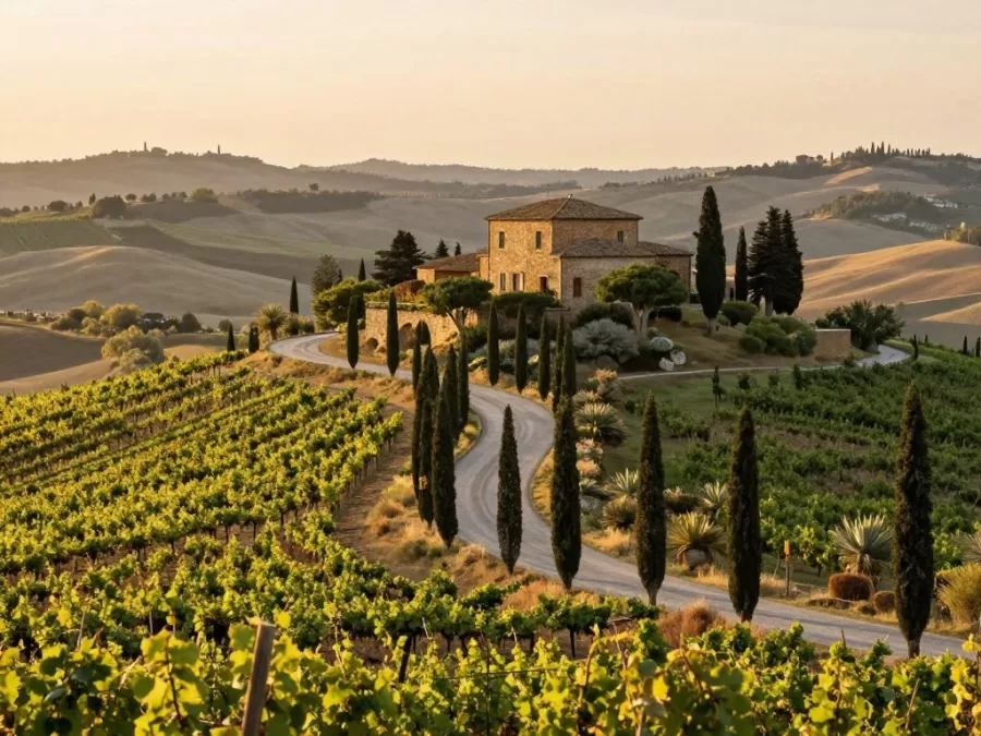 Italian countryside vineyard representing wine region tourism
