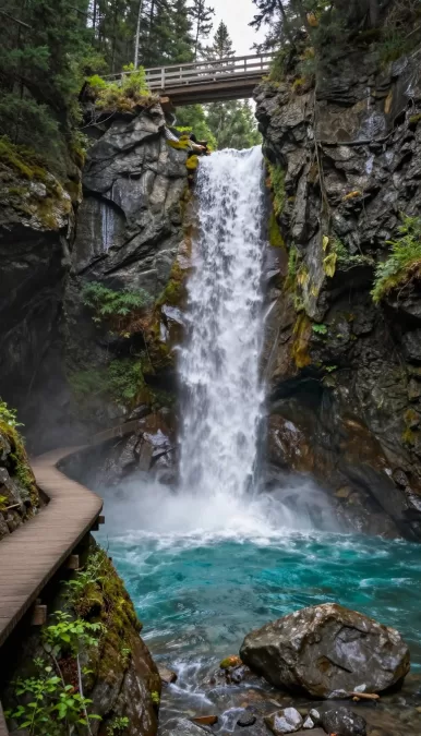 Johnston Canyon waterfall in Banff National Park