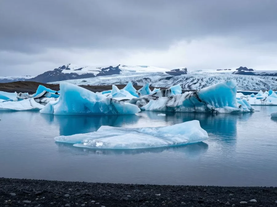 Jokulsarlon glacier lagoon with icebergs