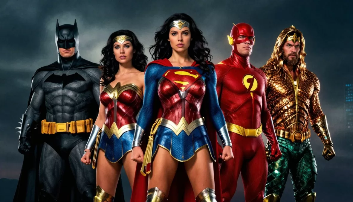 Justice League superhero team including Batman, Wonder Woman, and other DC heroes