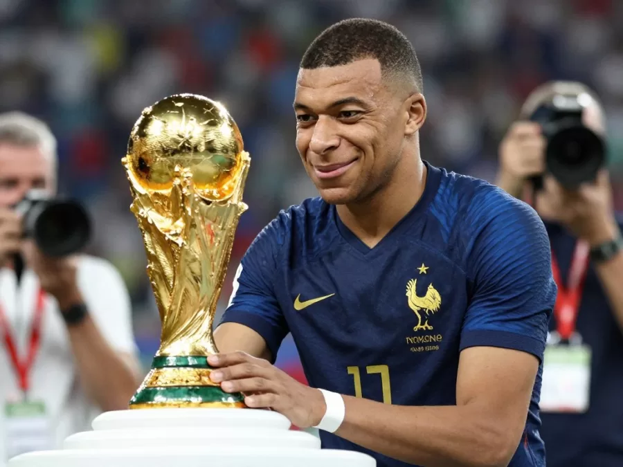 Kylian Mbappé celebrating World Cup victory