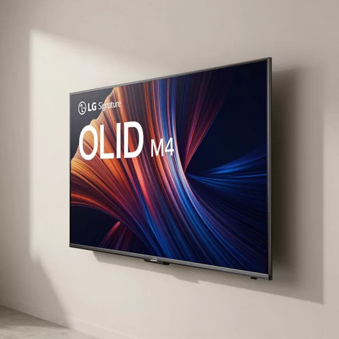 LG Signature OLED M4 showing ultra-thin profile from side angle