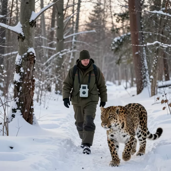 Land of the Leopard National Park ranger on patrol protecting Amur leopard habitat