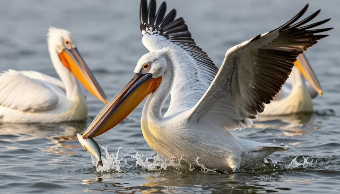 Large bird feeding showing hunting or foraging behavior typical of biggest birds species