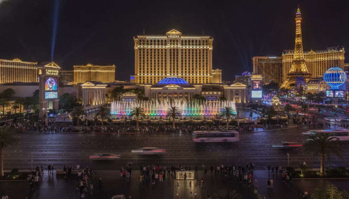 Las Vegas Strip showing Caesars Palace where Celine Dion performed