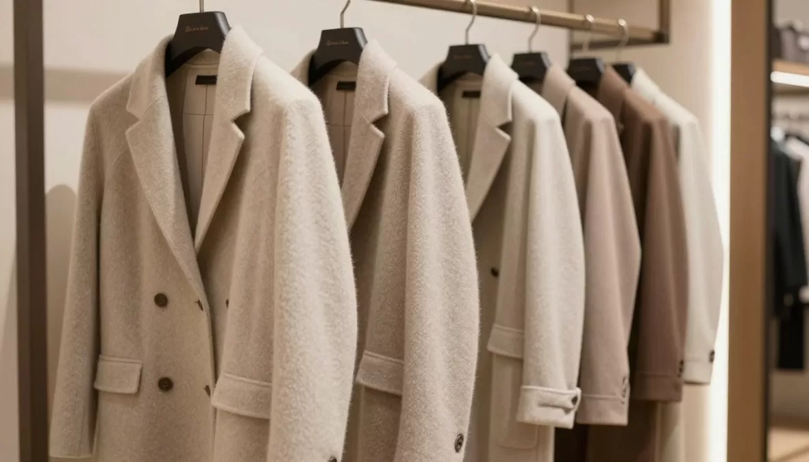 Loro Piana luxury cashmere fabrics and refined clothing display