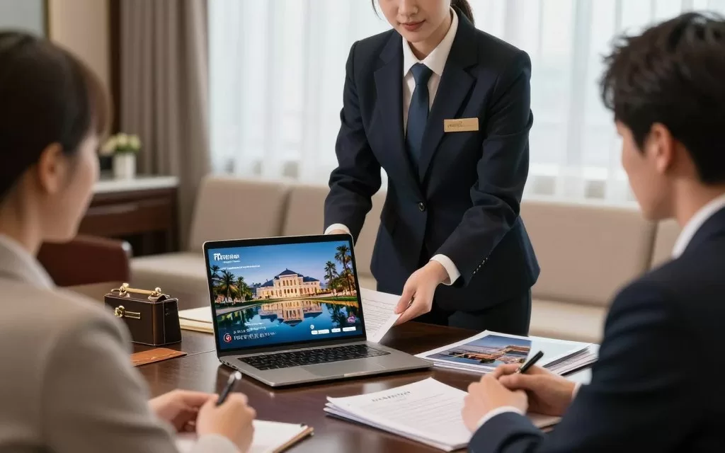 Luxury travel consultation with concierge planning bespoke hotel experiences