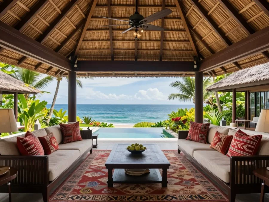 Luxury villa interior at Nihi Sumba with traditional Indonesian design and ocean views