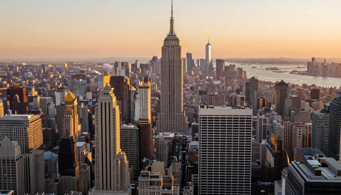 Manhattan skyline showing expensive housing in New York City