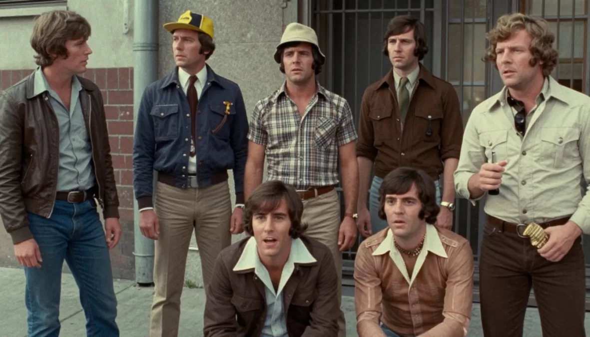 Montage of 1970s counterculture comedy scenes