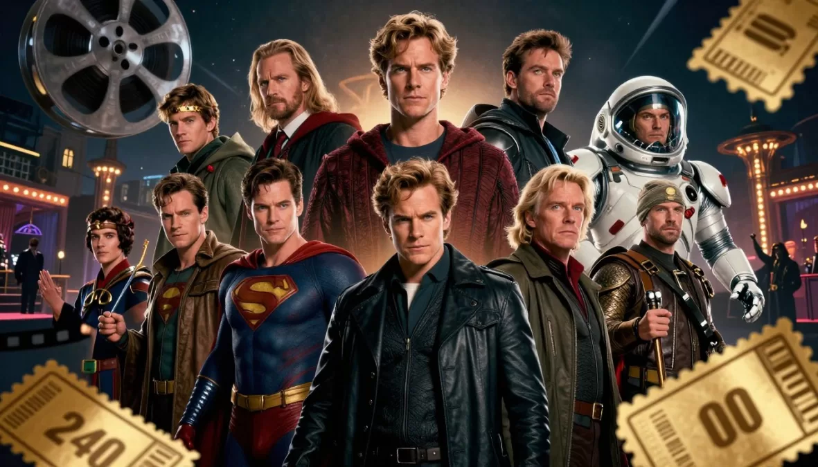 Movie franchises collage showing iconic characters from top-grossing film series
