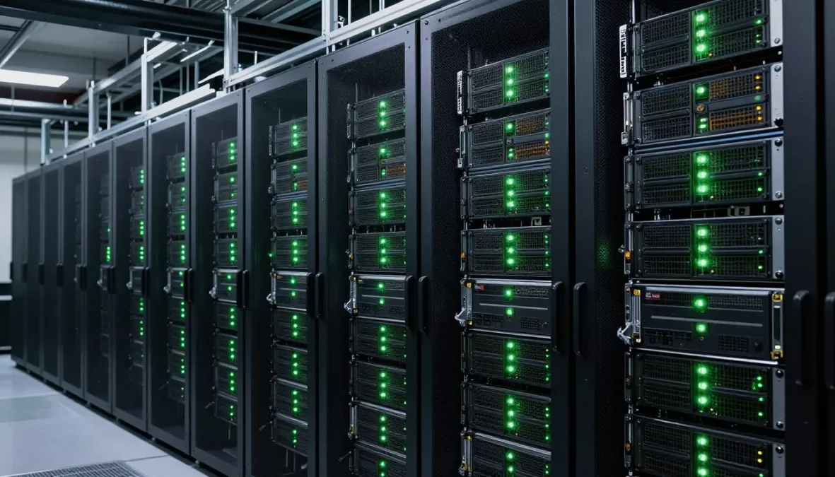 NVIDIA data center with AI computing chips and infrastructure
