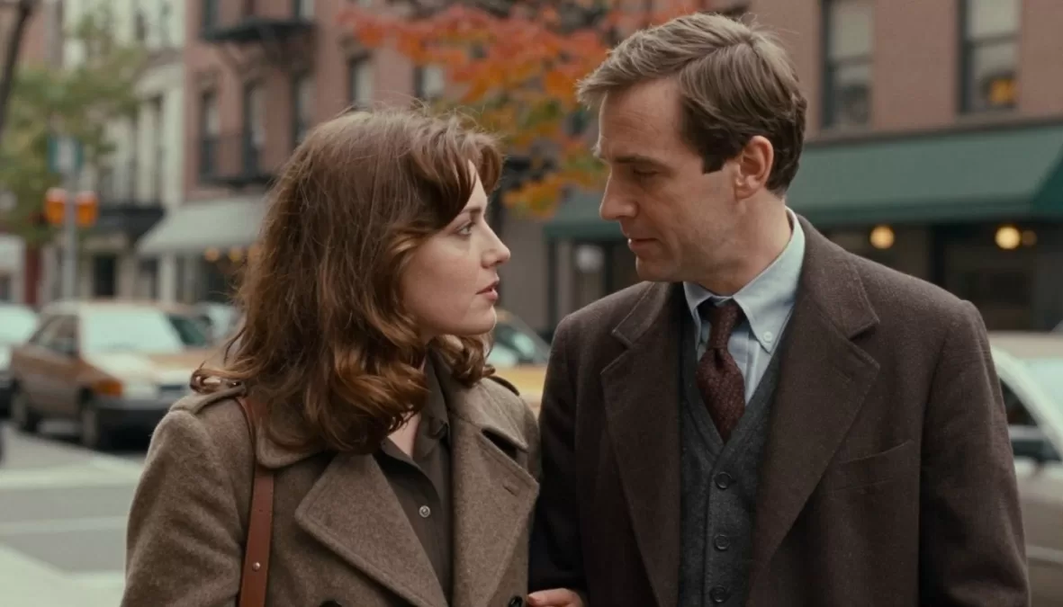 Neurotic New Yorkers in romantic comedy with breaking fourth wall