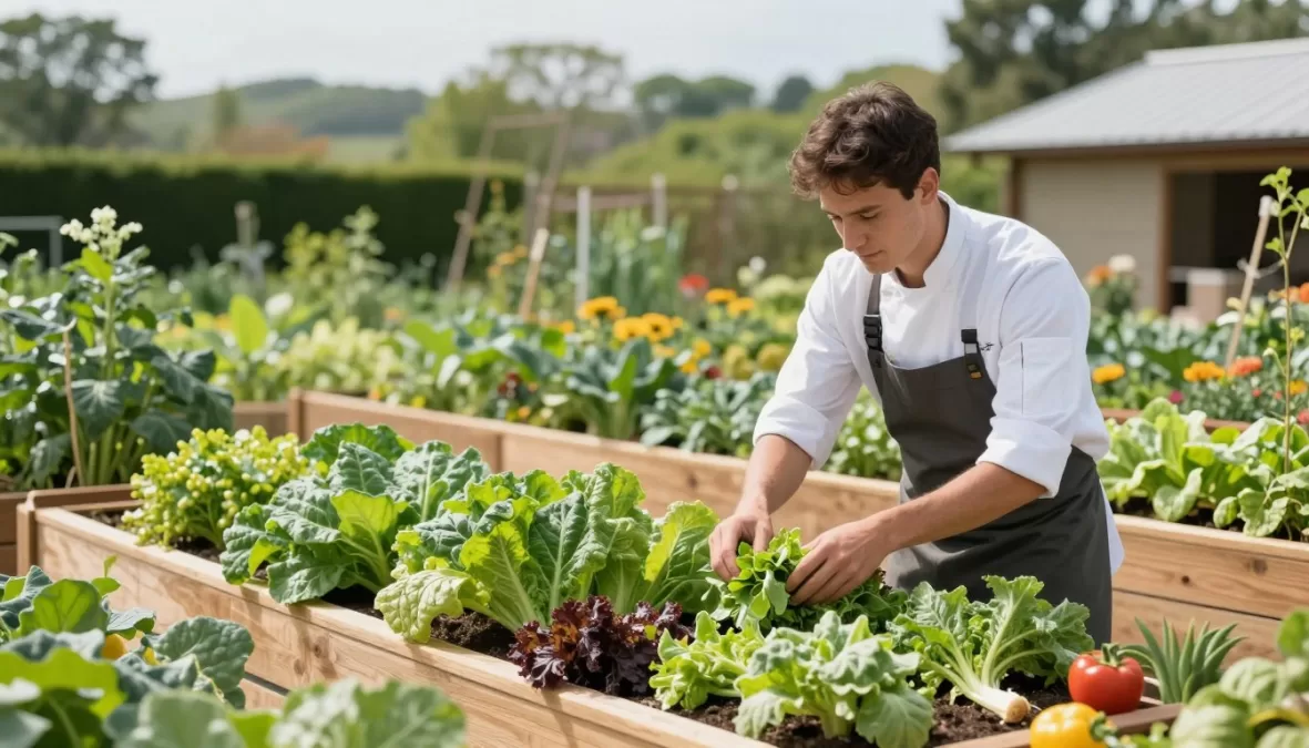 Organic garden at luxury resort supplying restaurants with fresh produce