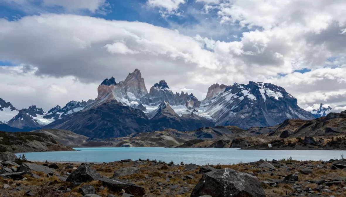 Patagonia landscape with mountains and glaciers