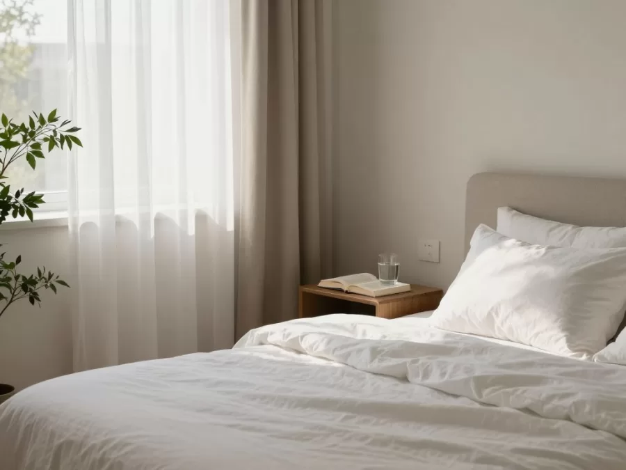 Peaceful bedroom setting promoting healthy sleep habits