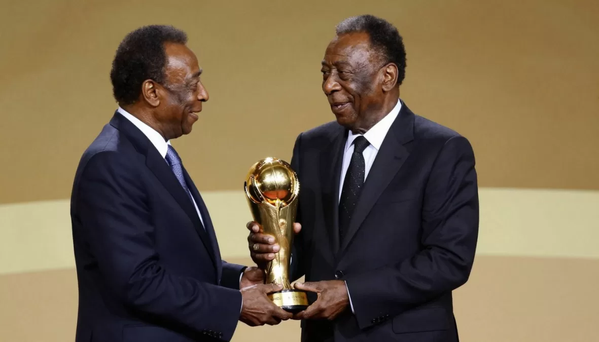 Pelé being crowned or honored as greatest footballer