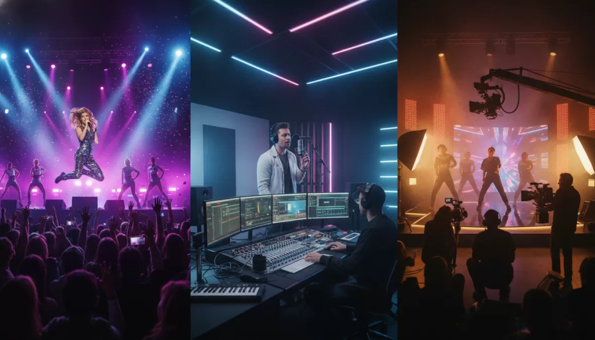 Pop music career and performance content