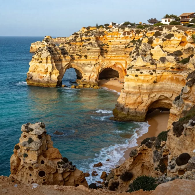 Portuguese coastal cliffs and beaches showing natural beauty destination