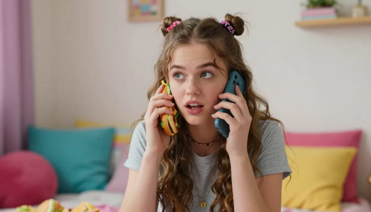 Quirky pregnant teenager with distinctive indie film aesthetic