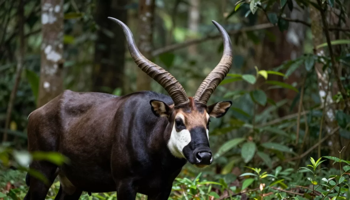 Rare photograph of saola showing distinctive horns of critically endangered Asian unicorn