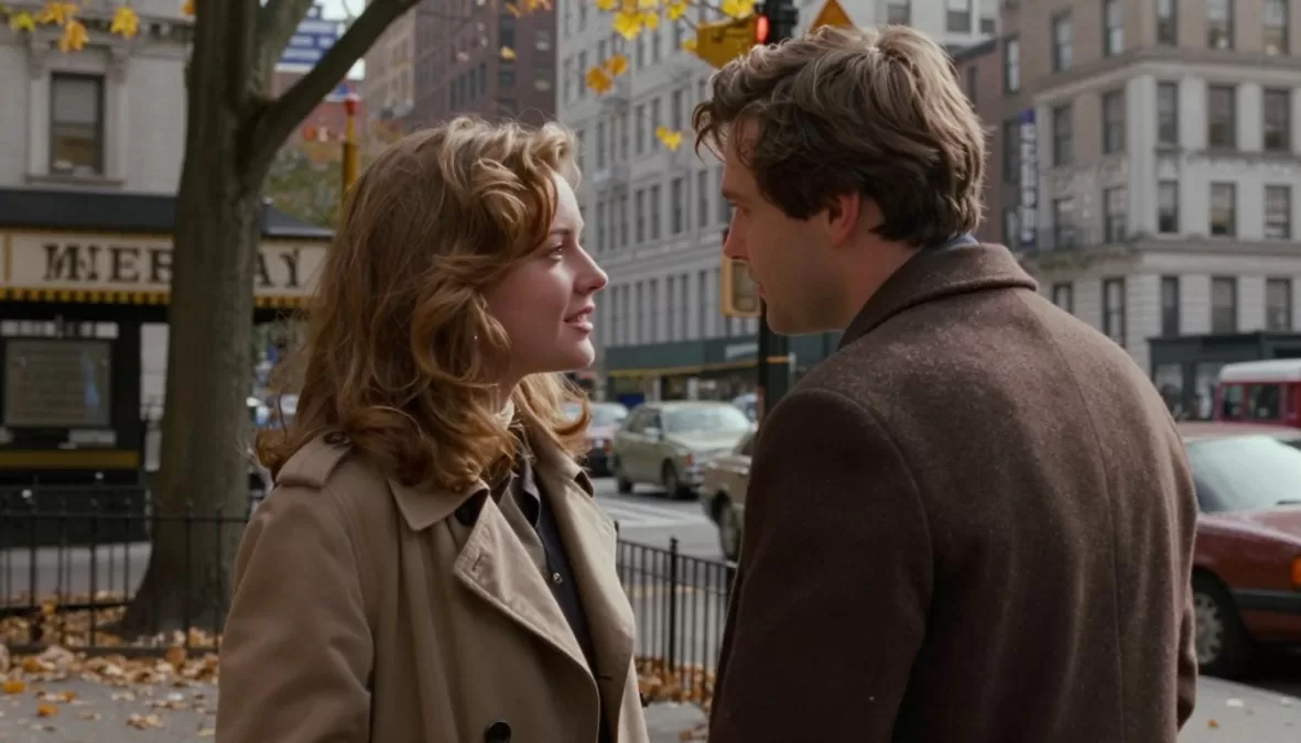Romantic comedy couple in iconic New York City location