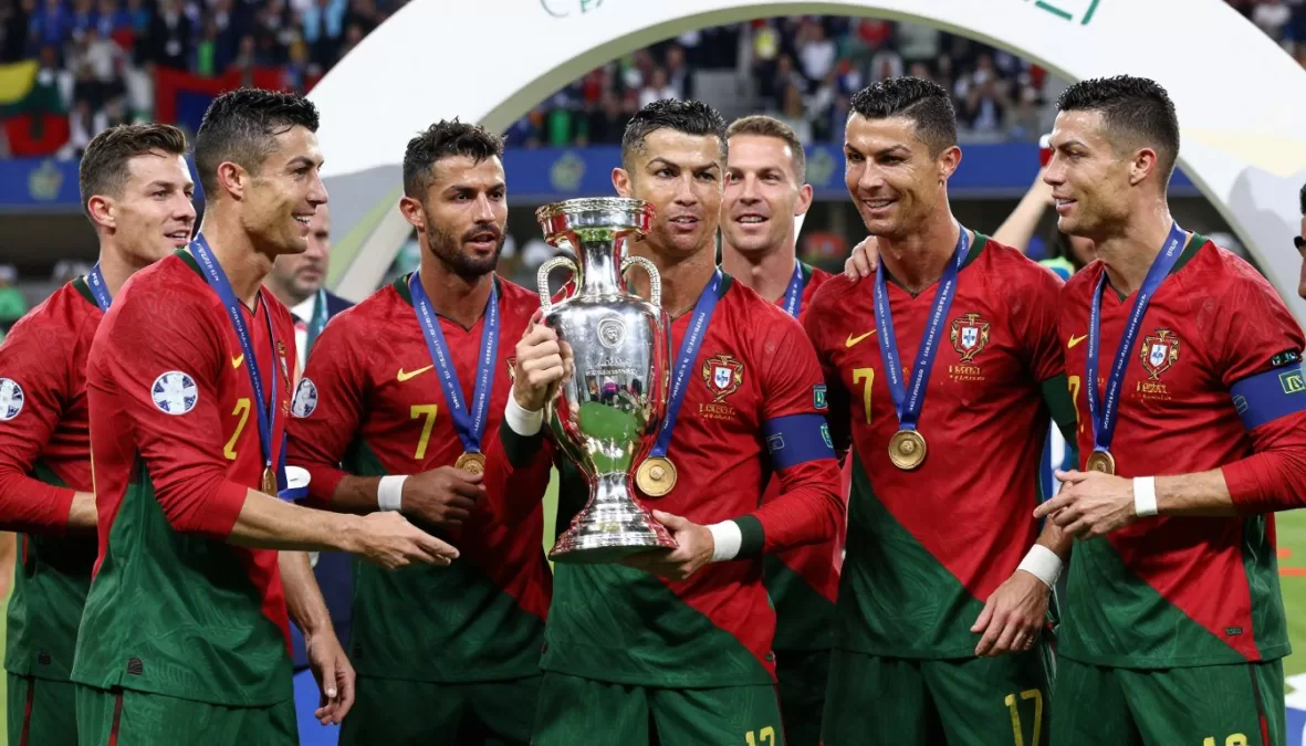 Ronaldo celebrating Euro 2016 victory with Portugal