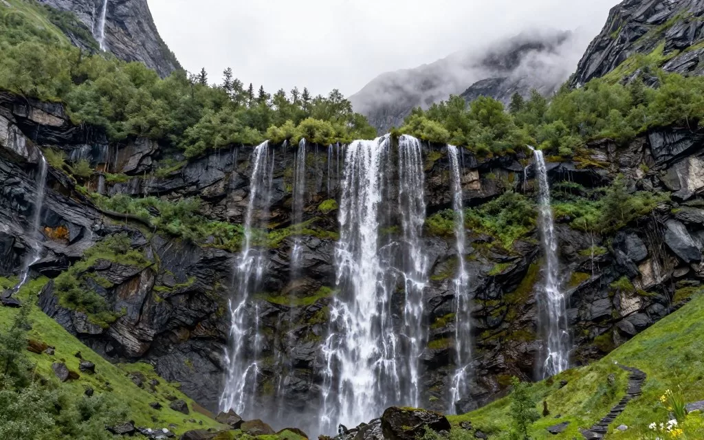 Seven Sisters waterfall in Geirangerfjord