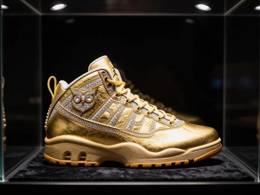Solid gold Air Jordan 10 OVO collaboration with diamond details