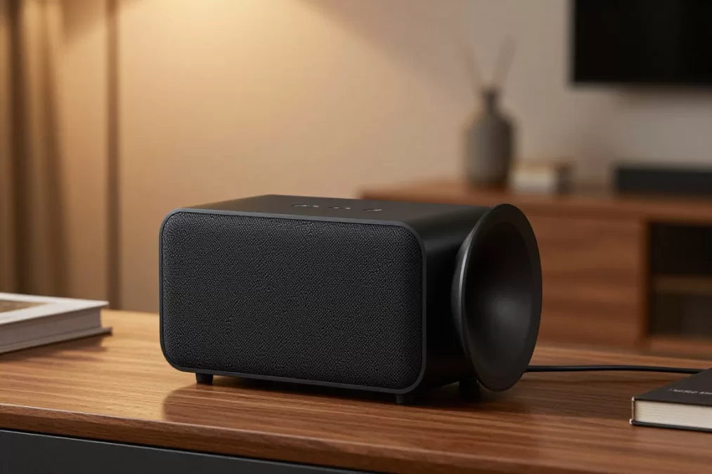 Sonos Era 300 smart speaker in black showing acoustic design