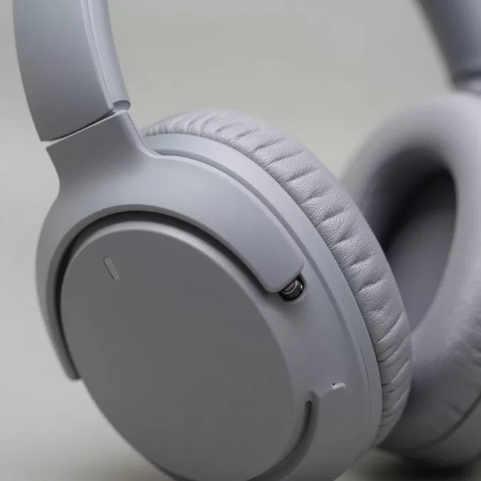 Sony WH-1000XM7 ear cup detail showing premium materials and controls