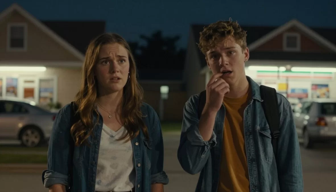 Teenage friends on comedic adventure through suburban night