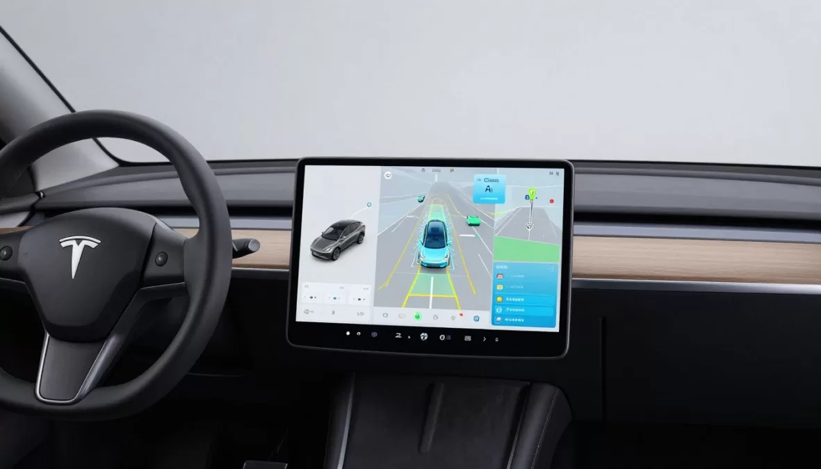 Tesla autonomous vehicle AI system visualization