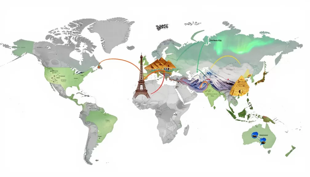 Top 10 Countries Everyone Wants to Visit in 2026 world map with highlighted destinations