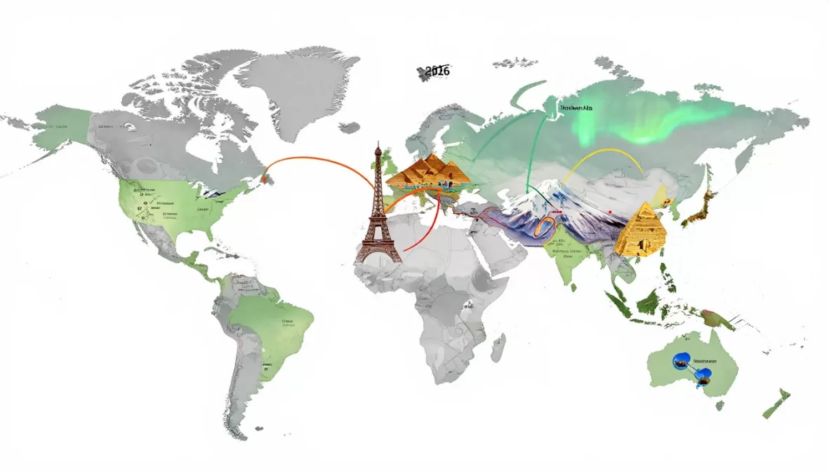 Top 10 Countries Everyone Wants to Visit in 2026 world map with highlighted destinations